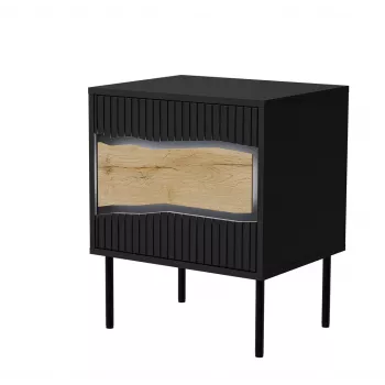 Cama INSERTO Szafka nocna, 2 szt., 50x40x61.5 cm, czarny + LED