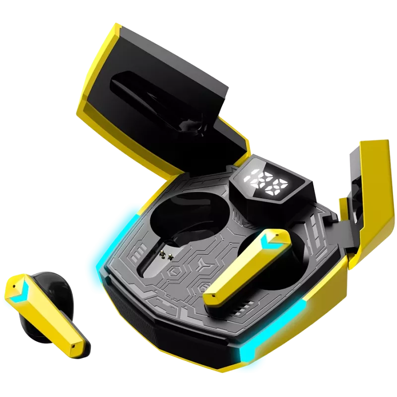 Słuchawki Canyon GTWS-2 Bezprzewodowe Zaczepiane na Ucho do Gier USB Type-C Ładowarka Dokująca Żółty (CND-GTWS2Y)