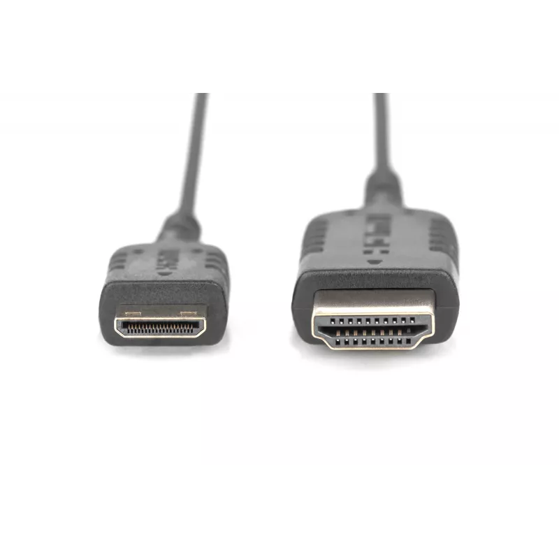 DIGITUS HDMI High Speed Connection Cable - HDMI-Kabel - HDMI männlich zu 19 pin mini HDMI Type C männlich - 2,0m - Doppelisolierung - Schwarz - geform