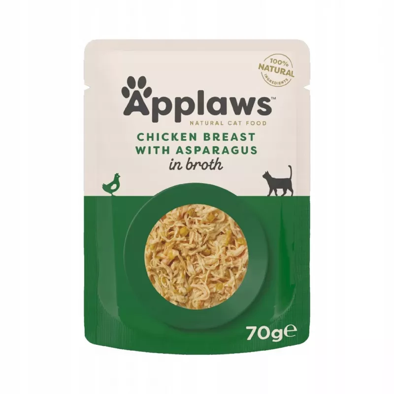 APPLAWS Filet z kurczaka ze szparagami w bulionie - mokra karma dla kota - 70g