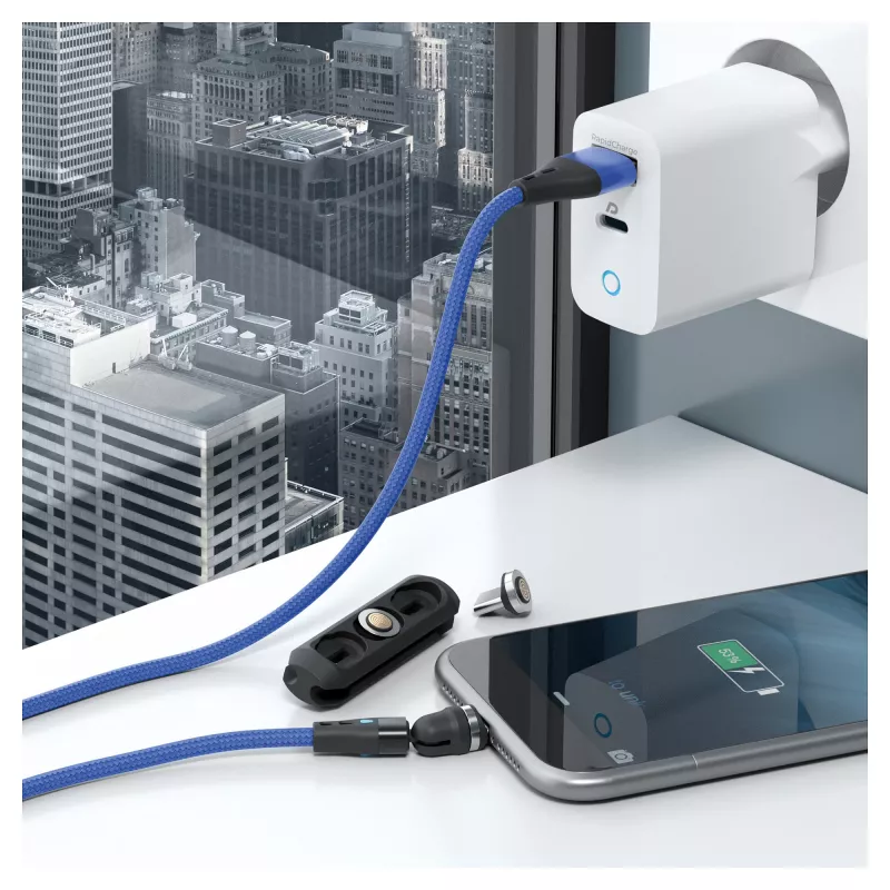 Kabel USB RealPower MagneticCharge3 2m USB A Niebieski