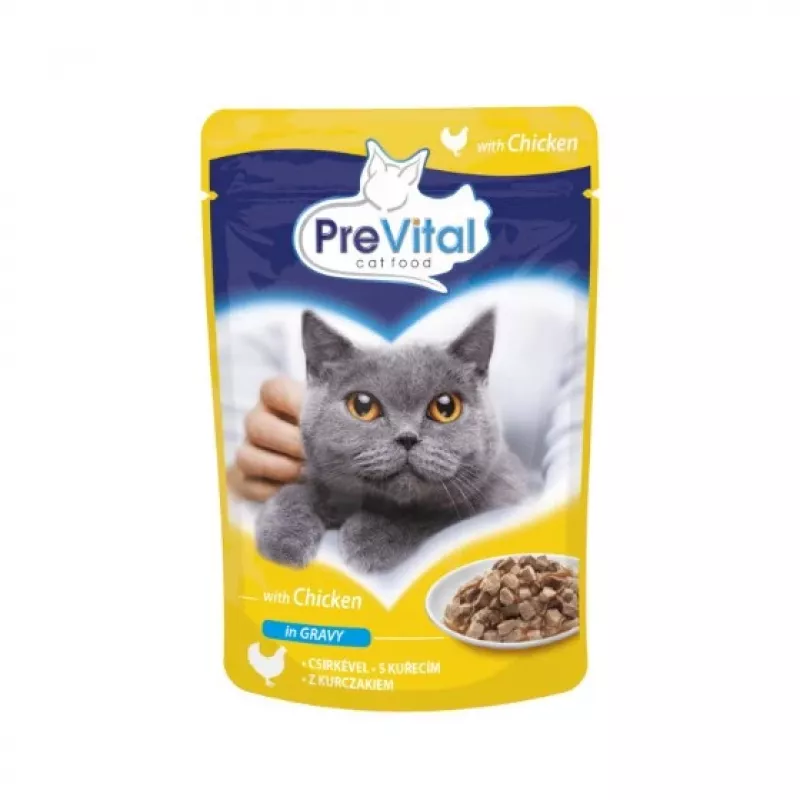 Mokra karma dla kota PREVITAL Cat Food Mix 4 smaki — kurczak, cielęcina, łosoś, drób, 96 x 100 g saszetek (9,6 kg, dorosły)