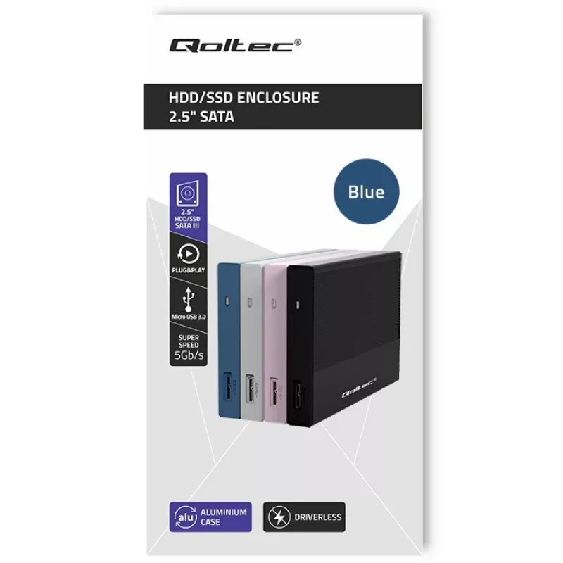Zewnętrzna obudowa na dysk SSD/HDD 2,5 cala QOLTEC 52276 USB 3.0 SATA do 2 TB