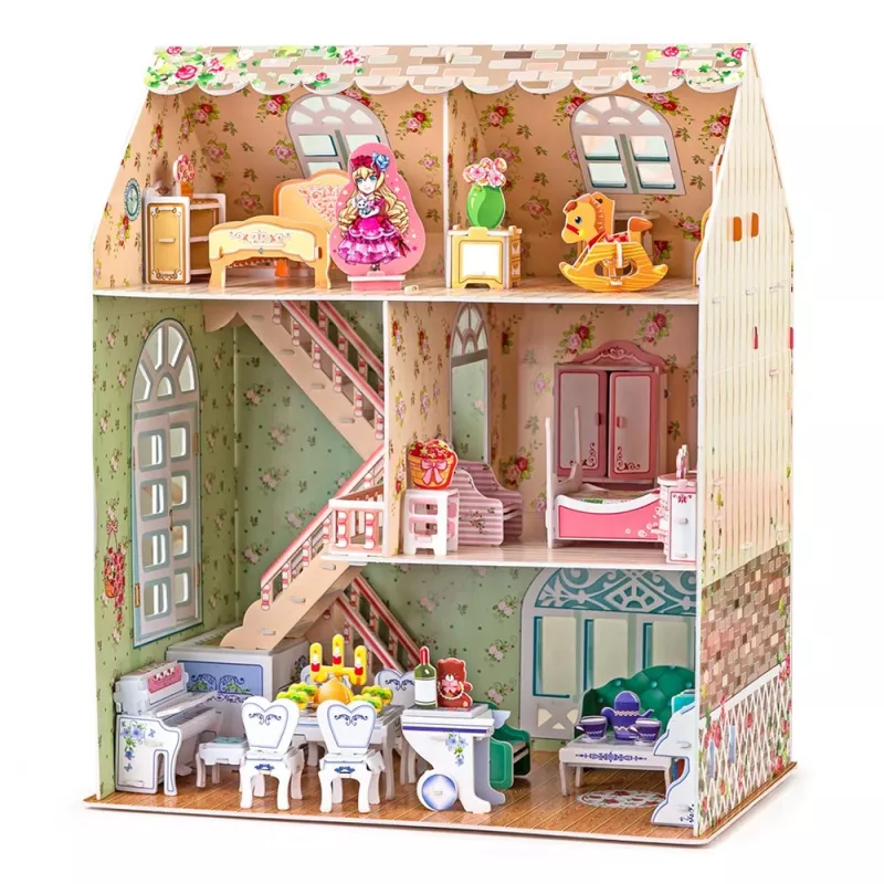 Zestaw do budowy domku dla lalek CubicFun P645H — przestrzenny model z papieru/tektury, Dreamy