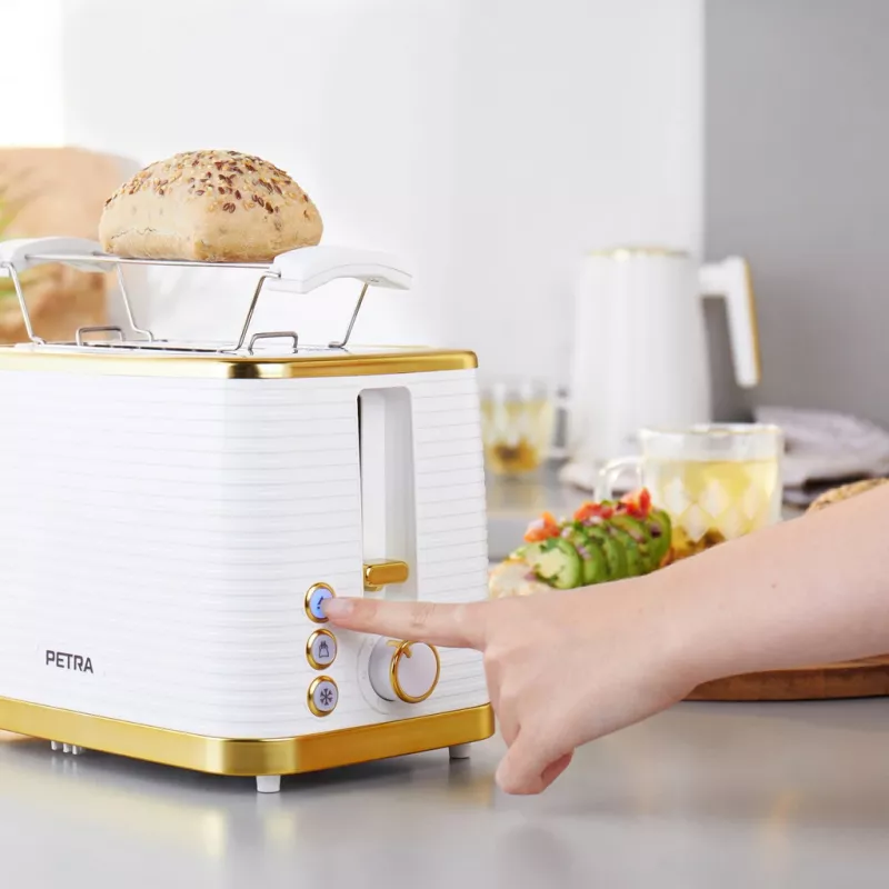 Toster Petra PT5032WVDE 2-kromkowy, kompaktowy toster elektryczny z 2 szczelinami