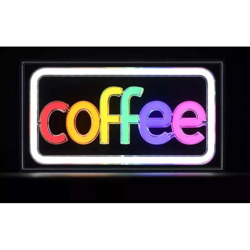 Neonowa tabliczka LED ActiveJet AJE-NEON COFFEE, wielokolorowa, USB 5V, montaż natynkowy, rama z tworzywa AS