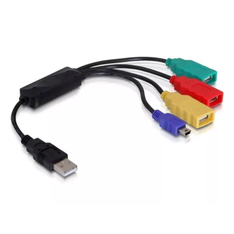 DeLock USB2.0 zewnętrzny 4-portowy koncentrator kablowy - Hub - 4 x USB2.0 - Desktop (61724)