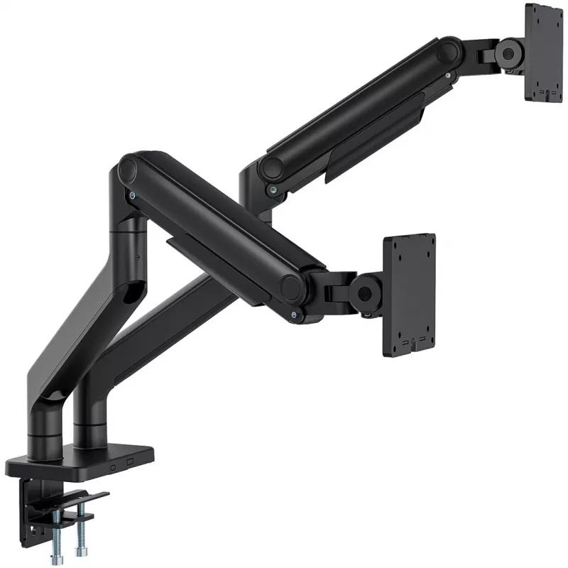 Uchwyt do monitora DIGITUS Dual Monitor Mount dla 2 ekranów 45 cali, zacisk, 2×20 kg, VESA 75×75–100×100, pochylenie -20–50°