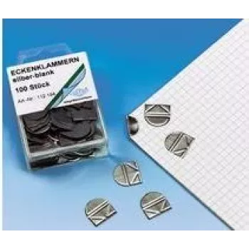Metalowe klipsy narożne Wedo WEDO 112 154 srebrne pojemność 10 arkuszy 100 szt.
