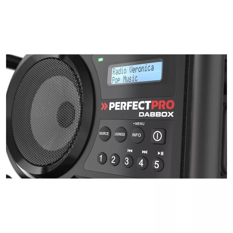 Perfectpro DABBOX Radio budowlane DAB+ FM AUX Bluetooth odporne na wstrząsy