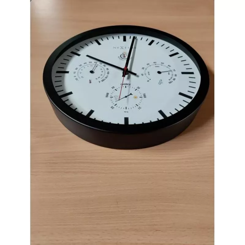 NeXtime klok 2635zw Weatherstation, Ø34 cm, Ścienny, Czarny