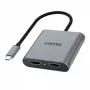 UNITEK ADAPTER USB-C, 2x HDMI, 4K@60HZ, MST, V1404B (V1404B)