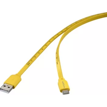 Kabel USB Renkforce USB 2.0 wtyczka USB-C wtyczka USB-A żółty z nadrukiem metrycznym (RF-6721076)