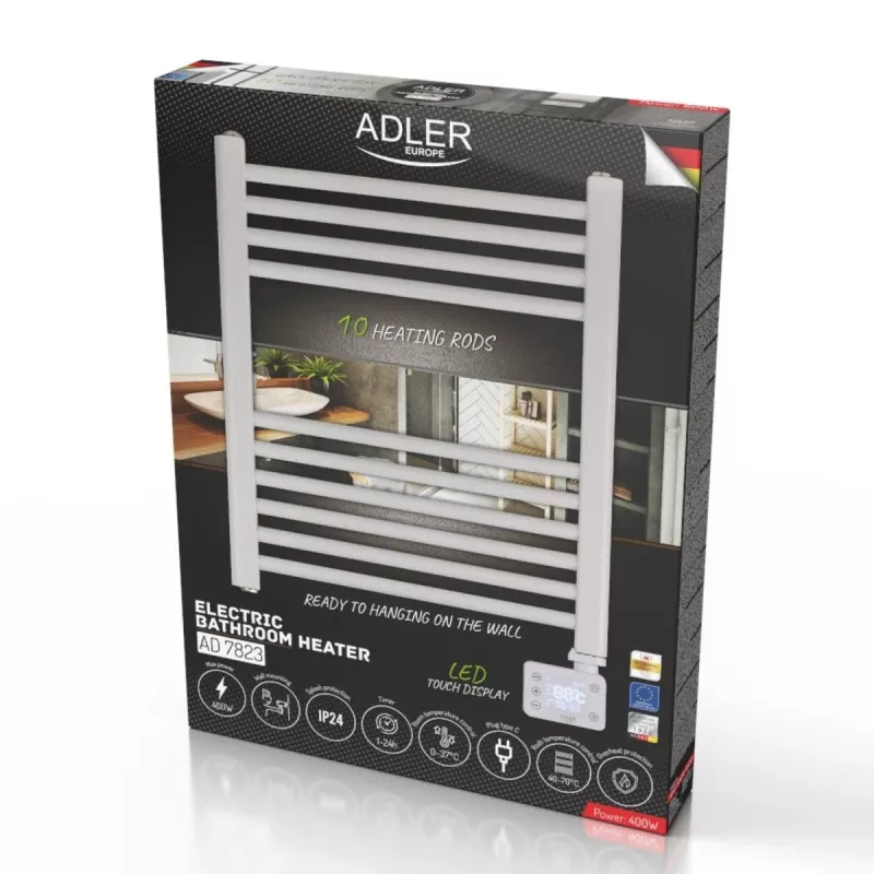 Elektryczny grzejnik łazienkowy LED | AD 7823 | Grzejnik | 400 W | Biały | IP24