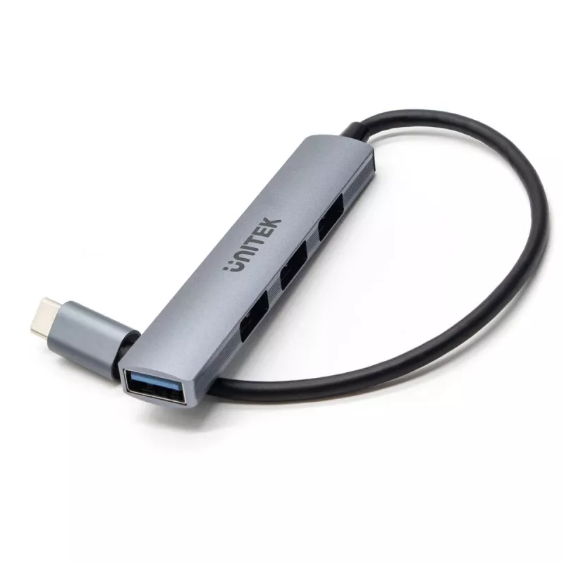 Hub USB-C Unitek H1208B — 1x USB-A 5 Gb/s, 3x USB-A 2.0, host USB-C, obudowa aluminiowa, kabel 0,20 m