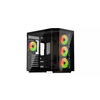 Obudowa komputerowa tower KRUX Empero KRXD010, ATX, czarna — obsługuje karty graficzne do 420 mm, chłodzenia CPU do 155 mm, 2x wnęka 3,5 cala + 3x wnęka 2,5 cala