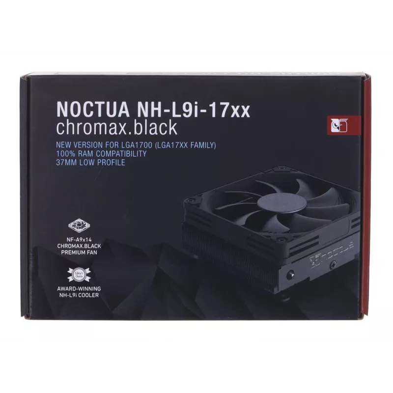 Chłodzenie CPU Noctua NH-L9I-17XX chromax.Czarny — Niskoprofilowe chłodzenie LGA1700, wentylator 92 mm, wysokość 37 mm