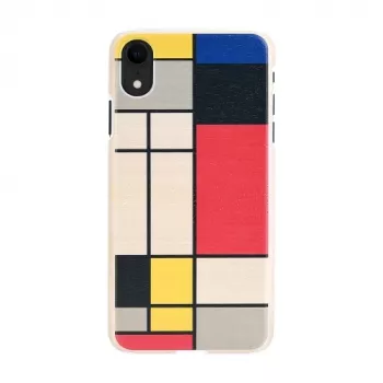 etui na smartfona man and wood for iPhone XR — drewniany tył, biała ramka