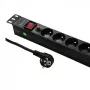 Qoltec 53996 Listwa zasilająca do RACK 19 | 1U | 16A | PDU | 8xFRENCH | 2m