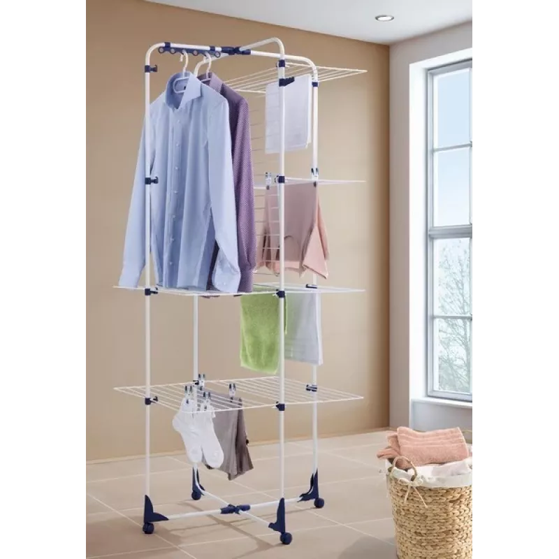 Suszarka na pranie Leifheit Classic Tower 450 81456 — do użytku wewnątrz i na zewnątrz, 45 m przestrzeni do suszenia, kółka, 1760×690 mm