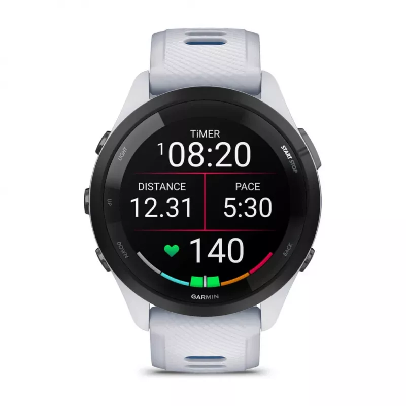 Smartwatch GARMIN Forerunner 265 — 46 mm obudowa GFRP, AMOLED 1,3 cala, GPS/GLONASS/Galileo, 15-dniowa bateria, 5 ATM, pasek silikonowy