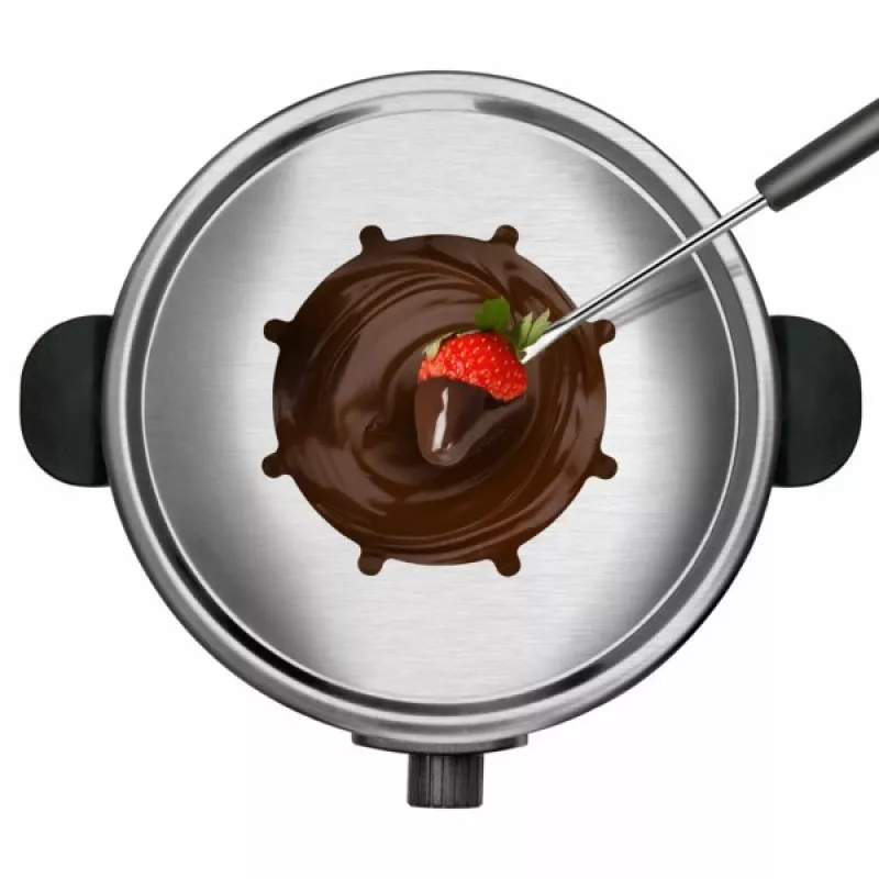 Zestaw do fondue Taurus FF2 2 l na 8 osób, obudowa ze stali nierdzewnej, 1000 W, 230 V, czarno-srebrny