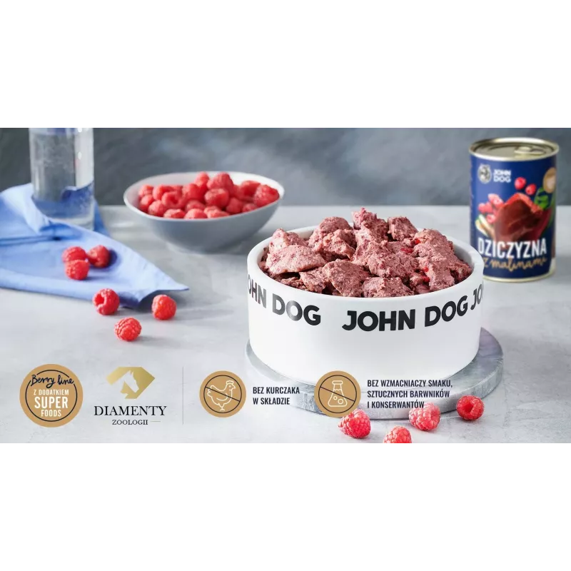 JOHN DOG Berry Line Adult Game with Raspberries Wet Dog Food, 800 g