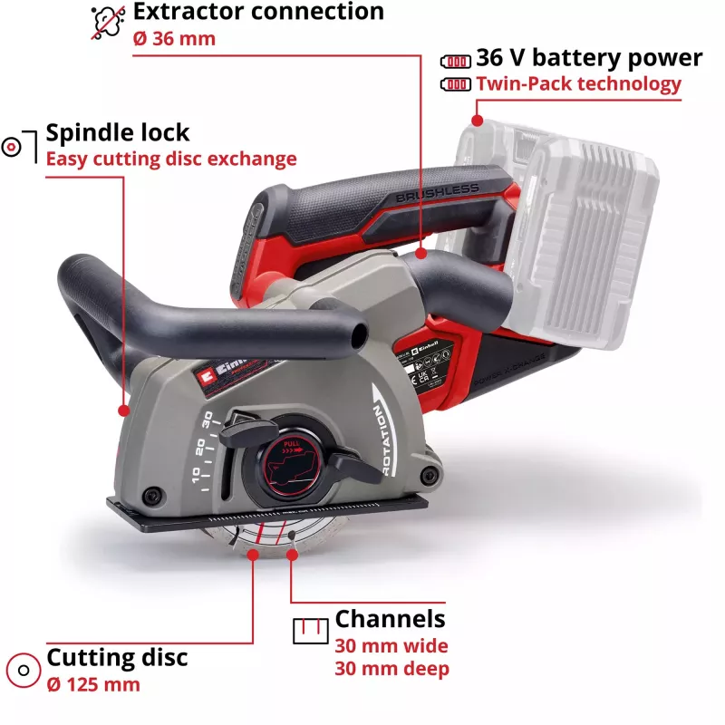 Bruzdownica EINHELL TP-MA 36/30 Li BL-Solo 36 V, bezprzewodowa, silnik bezszczotkowy, model 4350800