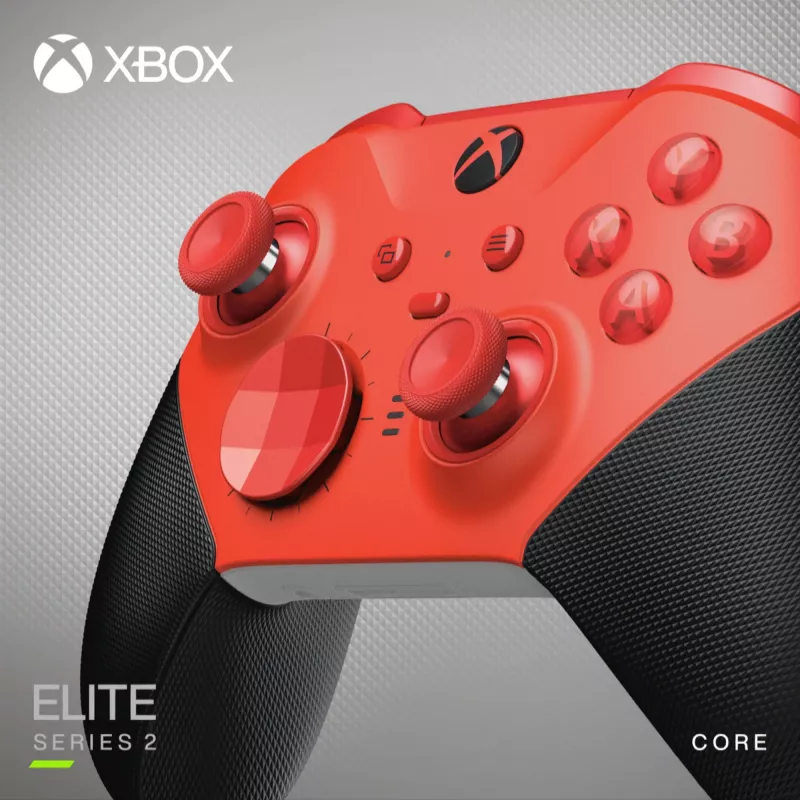 Microsoft Xbox Elite Wireless Controller Series 2 - Core - Game Pad - Bezprzewodowy - Bluetooth - Czerwony - do PC, Microsoft Xbox Series S, Microsoft Xbox Series X, Microsoft Xbox One, And