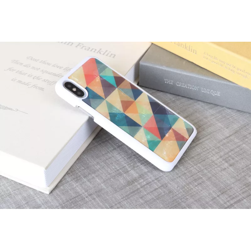 Etui ochronne na smartfona iKins do iPhone XS/S mozaika białe – twardy plecki, dekoracyjny wzór mozaiki