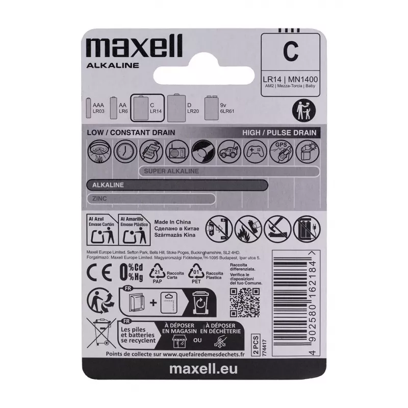 Bateria jednorazowa MAXELL LR14 (C) alkaliczna 1,5 V, 2 szt., blister