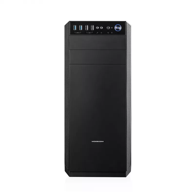 Obudowa PC MODECOM Oberon Pro Midi Tower, szkło hartowane, microATX/ATX, 7 slotów, GPU 395 mm, 2x3,5 cala + 3x2,5 cala zatoki, USB 3.2 Gen1