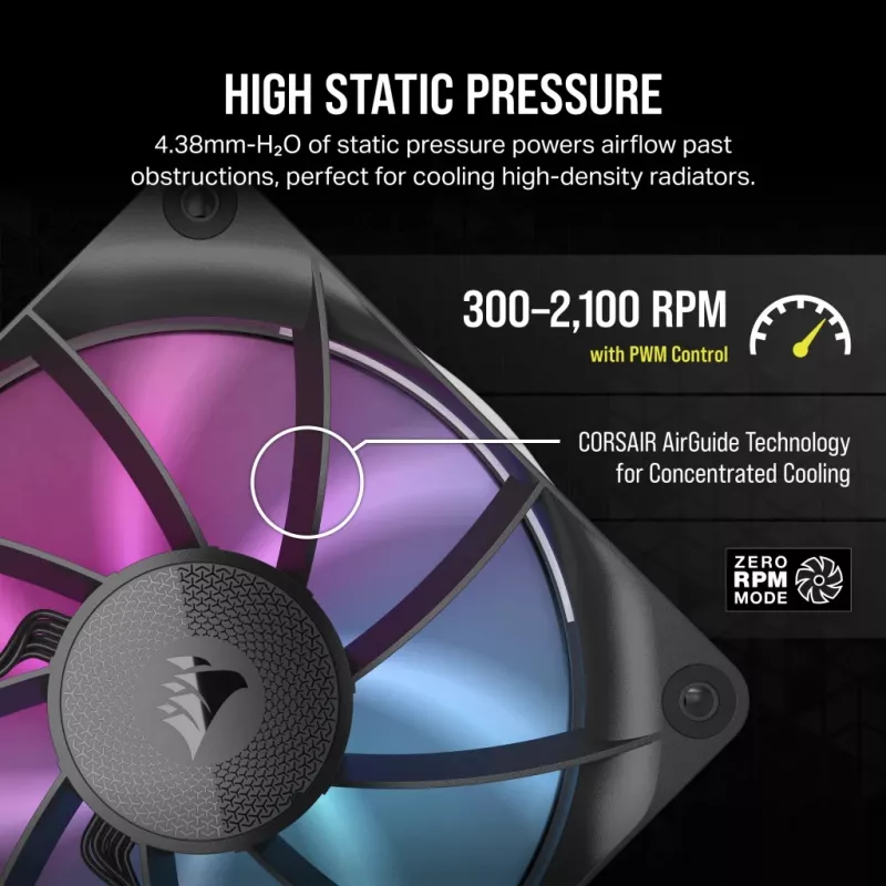Wentylator Corsair iCUE LINK RX120 RGB 12 cm czarny 400-2100 RPM