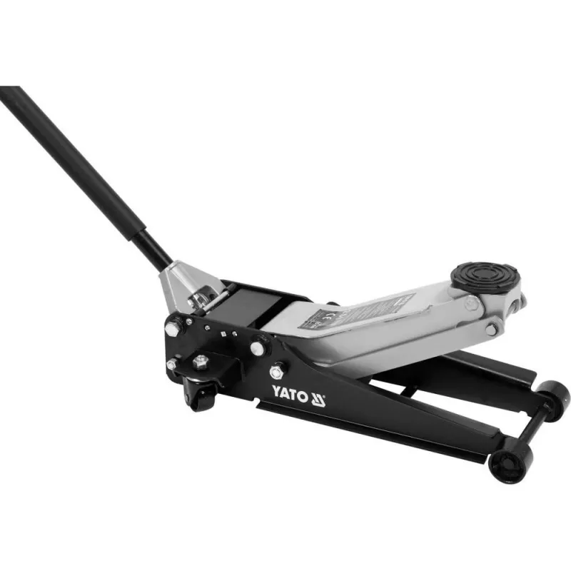 Mechaniczny podnośnik samochodowy YATO YT-17207 — udźwig 2 500 kg, wysokość podnoszenia 8–50,8 cm, 4 koła, 34 kg