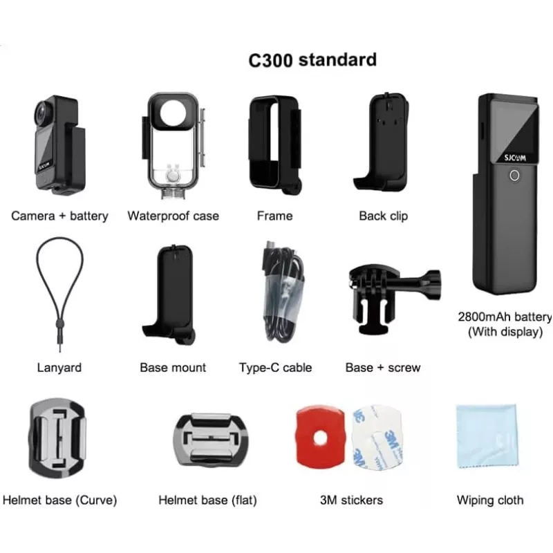 Kamera sportowa SJCam C300 4K 30 kl./s, kompaktowa wodoodporna konstrukcja