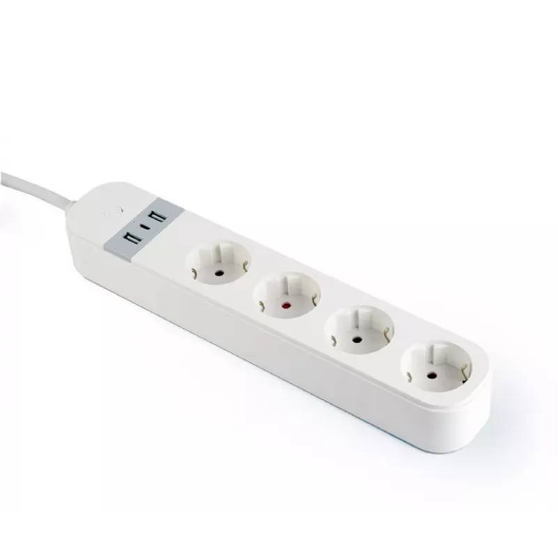 Inteligentna listwa zasilająca Gembird TSL-PS-S4U-01-W 4 gniazda AC 3880 W Biała