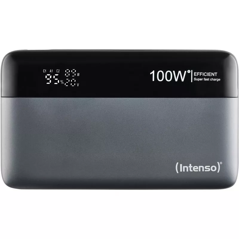 Powerbank INTENSO 7350050 — 20000 mAh, 1× USB-A + 2× USB-C, łączna moc wyjściowa 100 W, czarno-szary