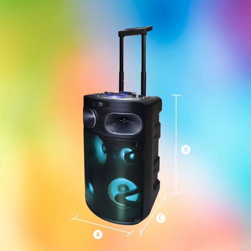 Przenośny głośnik karaoke Bluetooth MANTA SPK0803B140 140 W, zasilany bateriami, MIC/USB/microSD, FM, equalizer, kółka