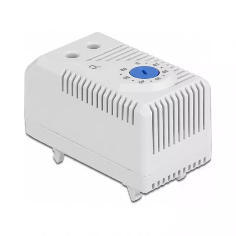 Termostat DELOCK 66823, obudowa z tworzywa sztucznego IP20, 30 W, 250 V, 10 A, 43×60×33 mm, niebieski/szary