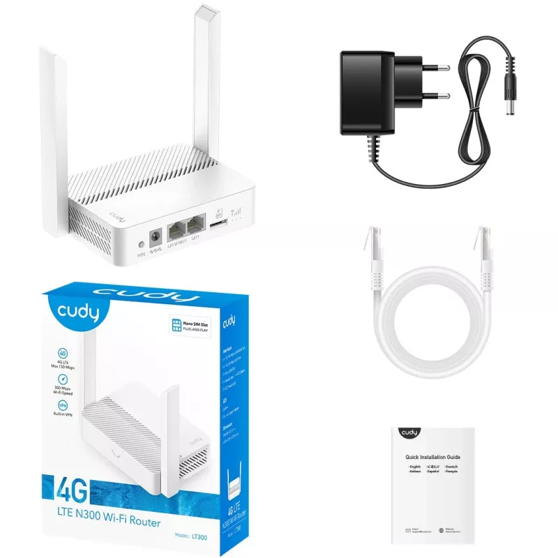 Router bezprzewodowy Cudy LT300 Fast Ethernet Single-band (2,4 GHz) 4G Biały