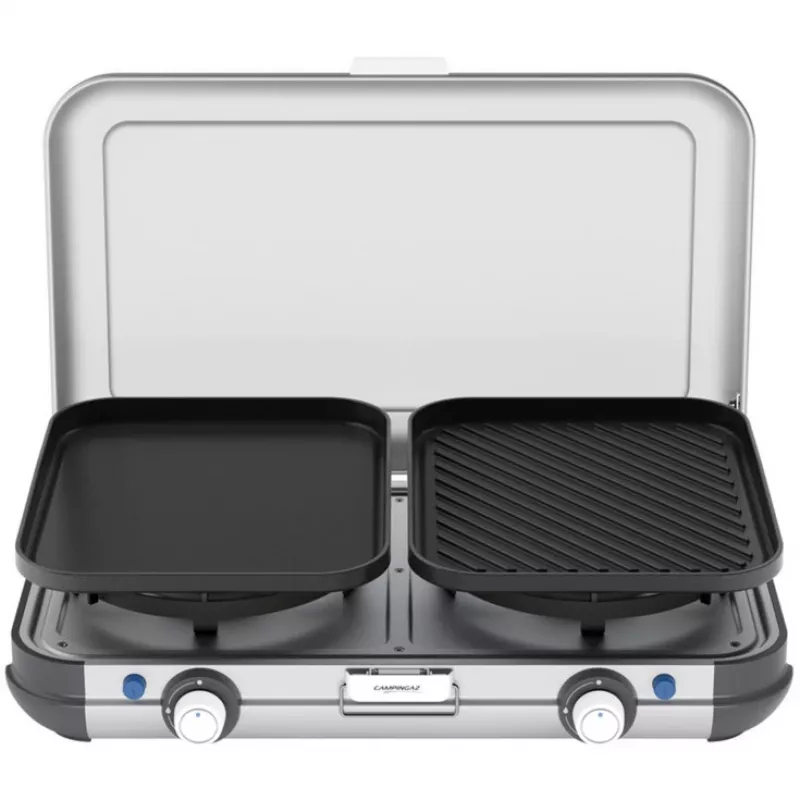 Przenośny grill kuchenka Campingaz 2213311 — 2-strefowy, 5,4 kg, 490×350 mm, czarny/szary/srebrny