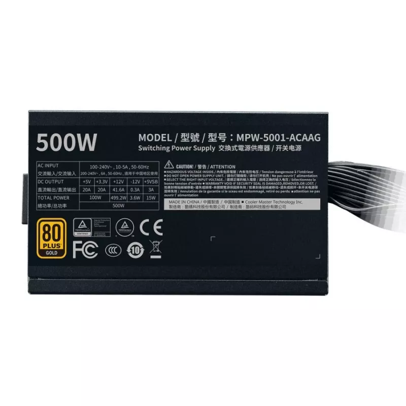 Cooler Master MPW-5001-ACAAG-NL GOLD bulk, ATX, 500W, 80 PLUS GOLD, 120mm, HDB, czarny