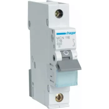 Hager MCN116 - 16 A - Typ C - 1 moduł - -25 - 60 °C - -25 - 80 °C - 17,5 mm