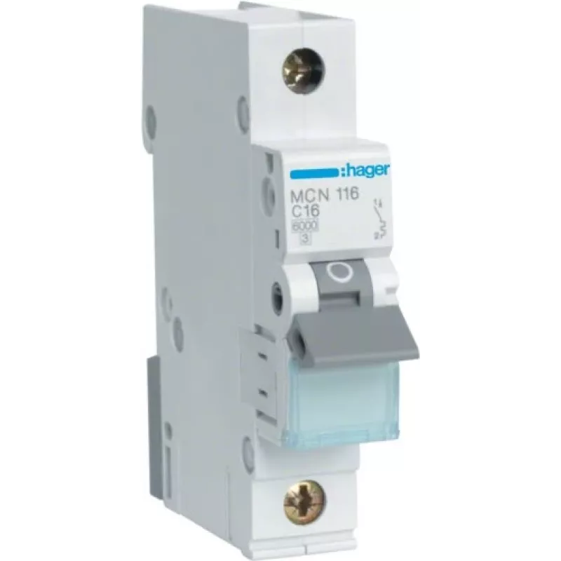 Hager MCN116 - 16 A - Typ C - 1 moduł - -25 - 60 °C - -25 - 80 °C - 17,5 mm