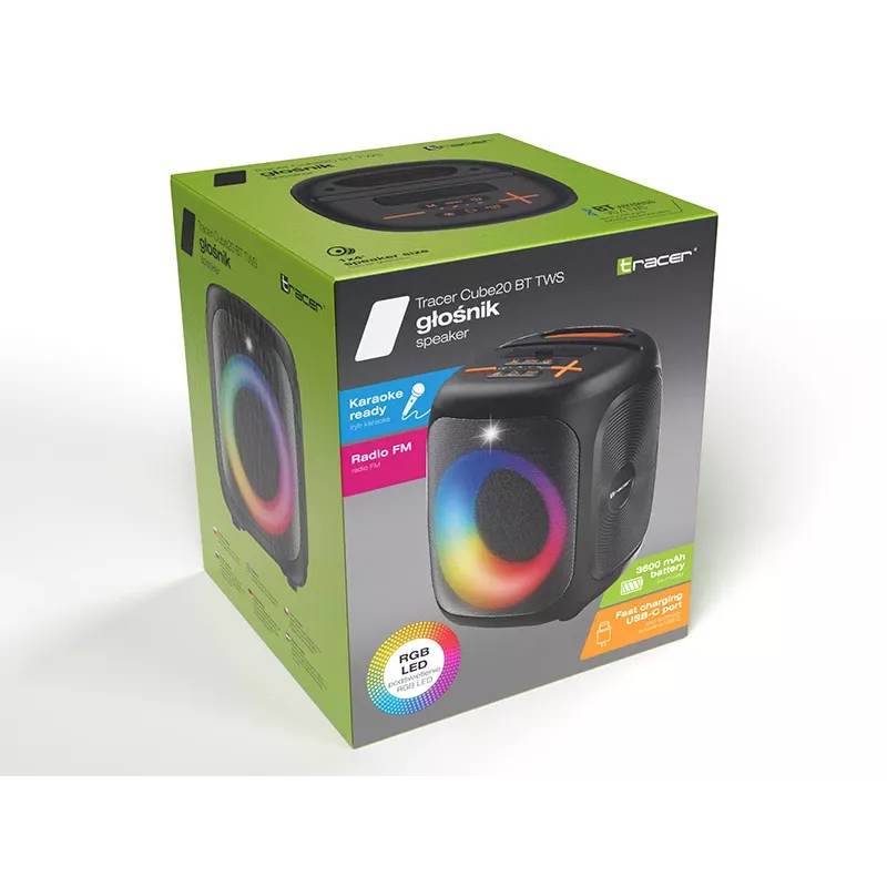 Bezprzewodowe słuchawki douszne True Wireless (TWS) TRACER Cube20 czarne