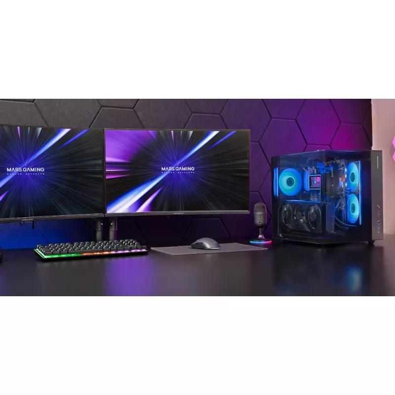 Obudowa PC Midi Tower TACENS Mars Gaming MC-INFINIOLITE, czarna, szkło hartowane, obsługa ATX/Micro-ATX/Mini-ITX, wentylatory 120 mm