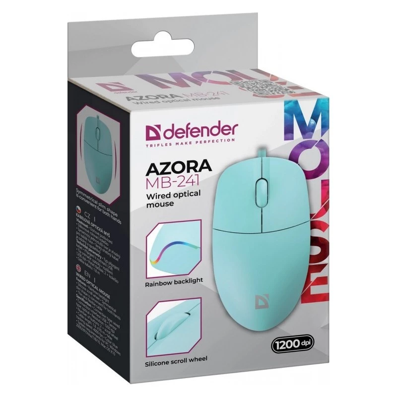 MYSZ PRZEWODOWA DEFENDER AZORA MB-241 RF MIĘTOWA 1200dpi 3P