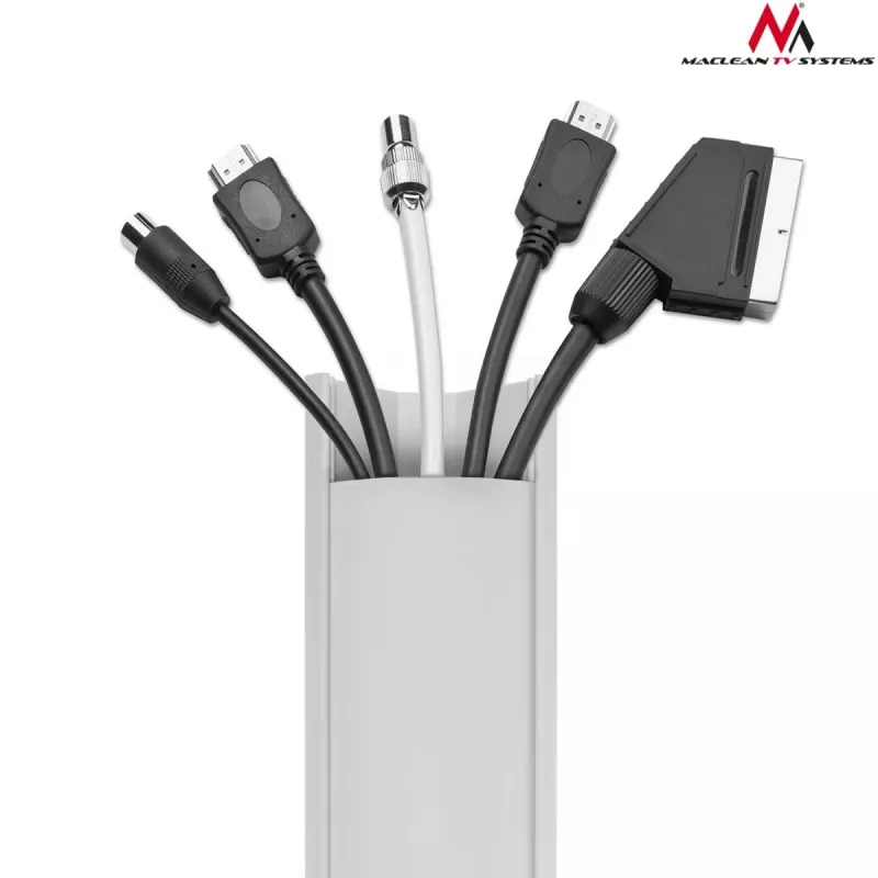 Elastyczna osłona kablowa MACLEAN MCTV-575 na podłogę, biała, 1,5 m, szerokość 43 mm, wysokość 2,3–3,2 cm