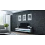 Stolik pod TV Cama Meble VIGO NEW 30/140/40 — 1400×400×300 mm, szary blat, płyta wiórowa, szara rama, białe fronty na wysoki połysk