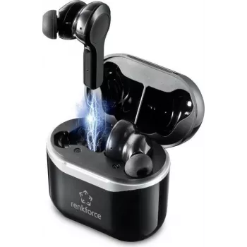 Renkforce RF-4599066 Zestaw słuchawkowy i słuchawki Bezprzewodowe douszne połączenia/muzyka Bluetooth Czarny (RF-4599066)